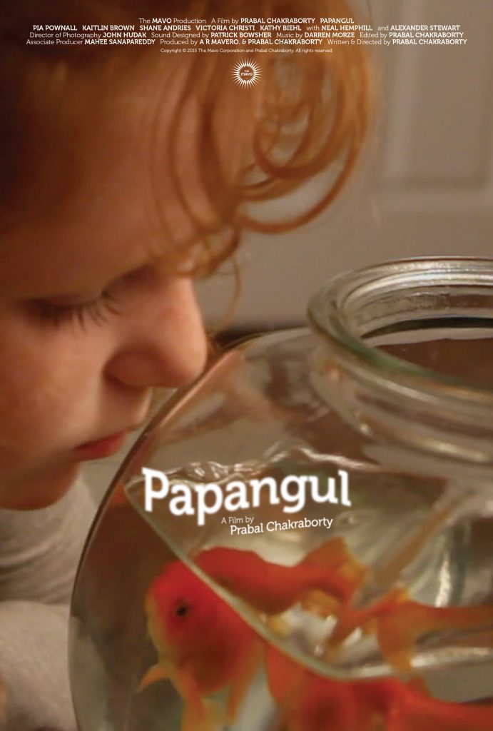 The Mavo film Papangul. Poster: young girl kisses goldfish bowl; title centered, credits at top.